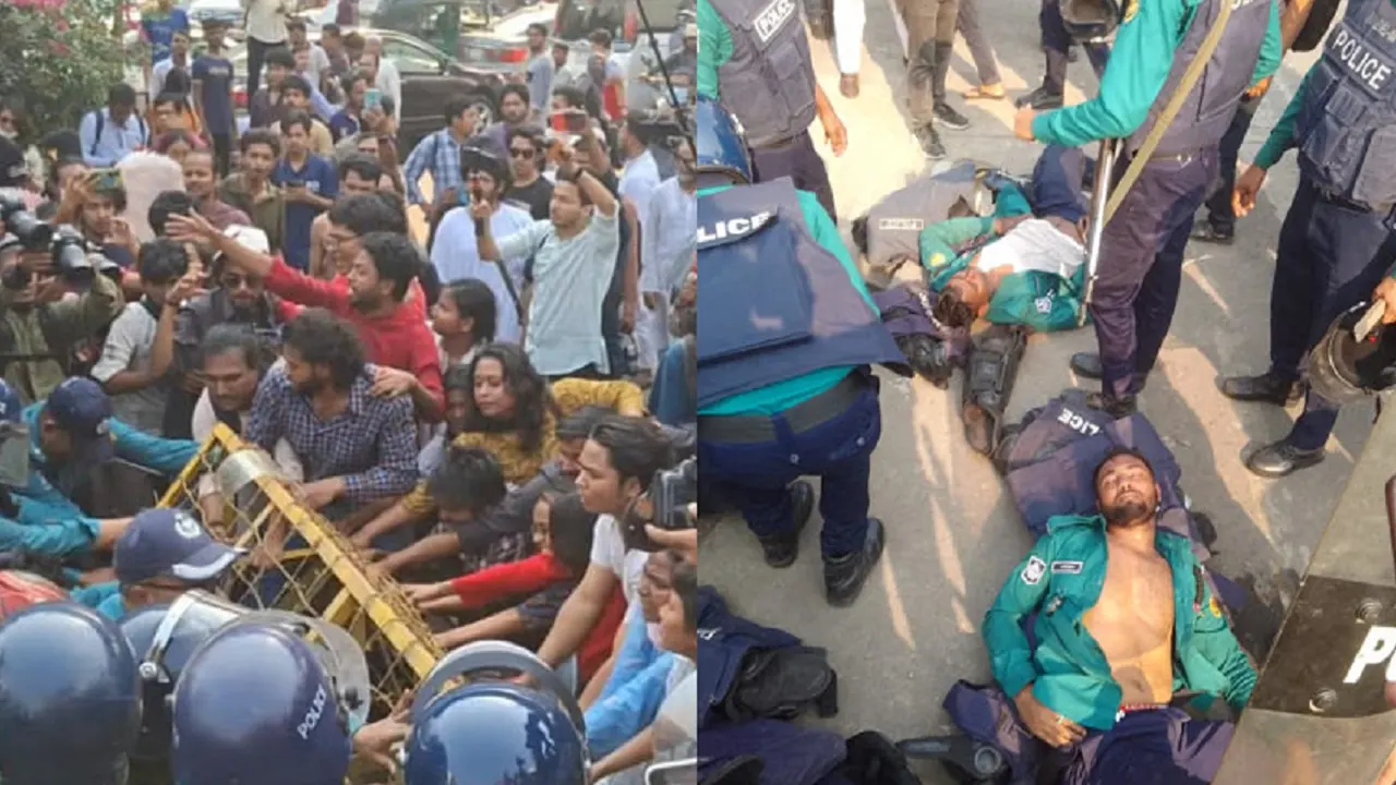 ধর্ষণবিরোধী বিক্ষোভকারীদের সঙ্গে পুলিশের সংঘর্ষ...